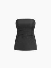 Street Style Ruched Zippered Tube Top