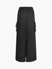 Cargo Drawstring Pockets Maxi Skirt