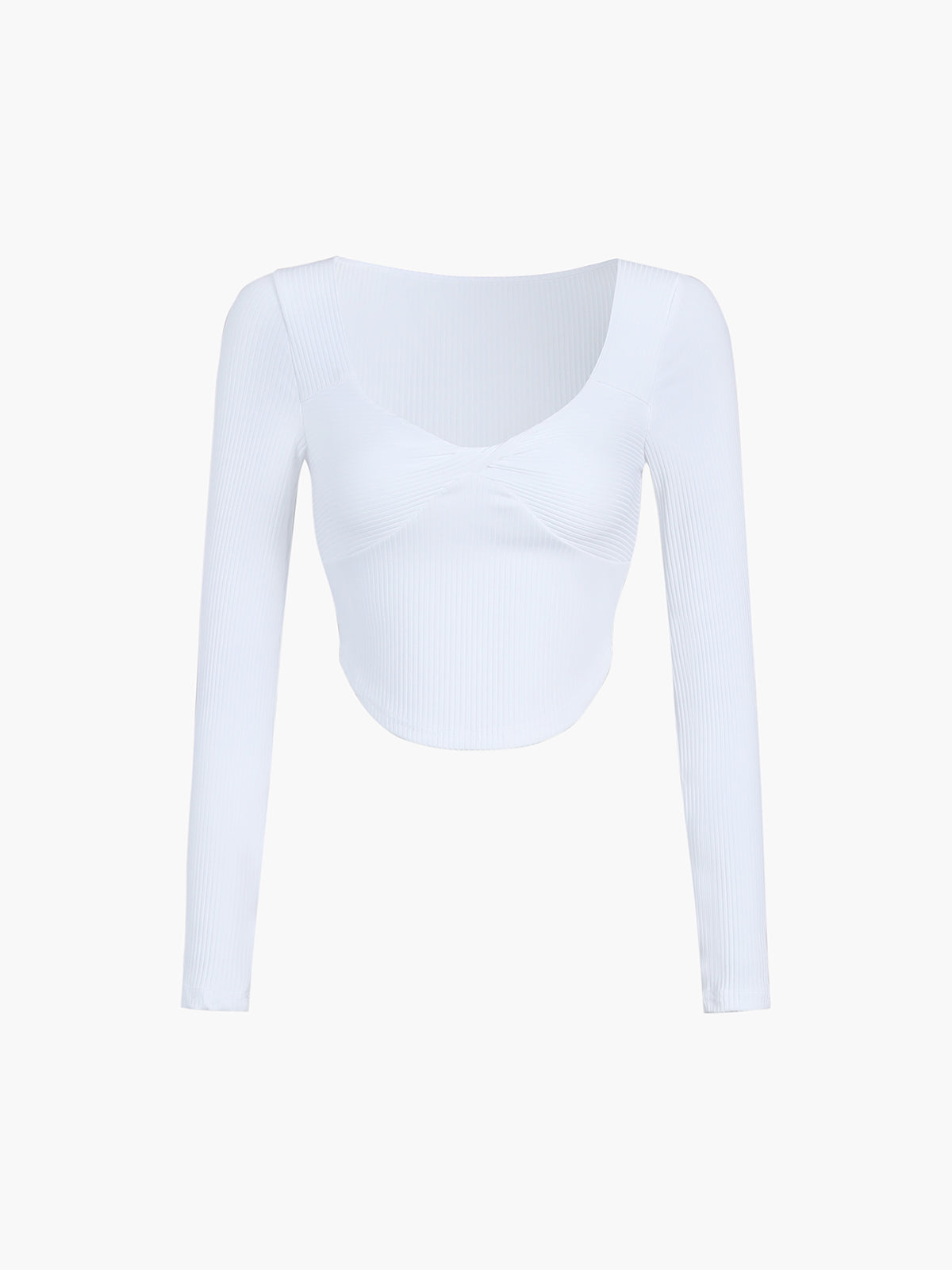 Bustier Long Sleeve Twist Rib Crop Top