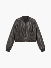 Faux Leather Bomber Jacket