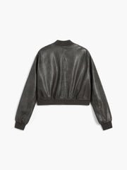 Faux Leather Bomber Jacket