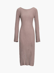 Twist Rib Long Sleeve Long Sweater Dress