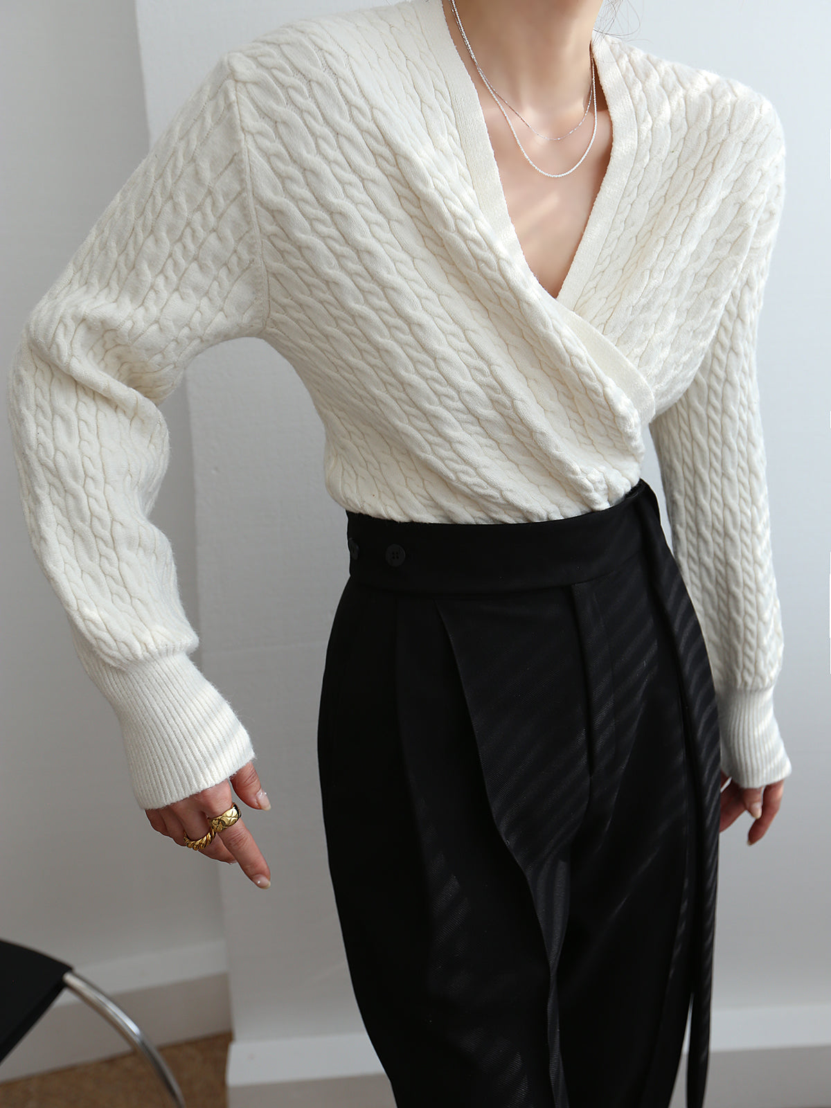 Textured Wrap Pullover