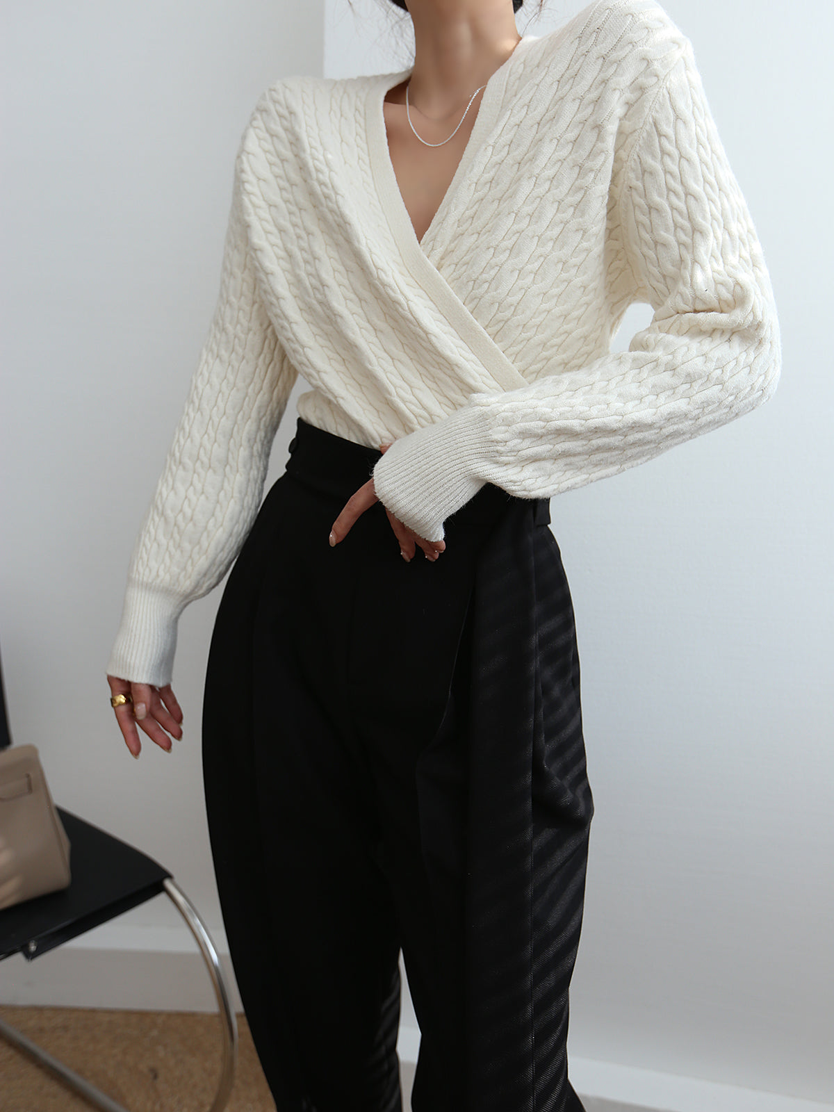 Textured Wrap Pullover