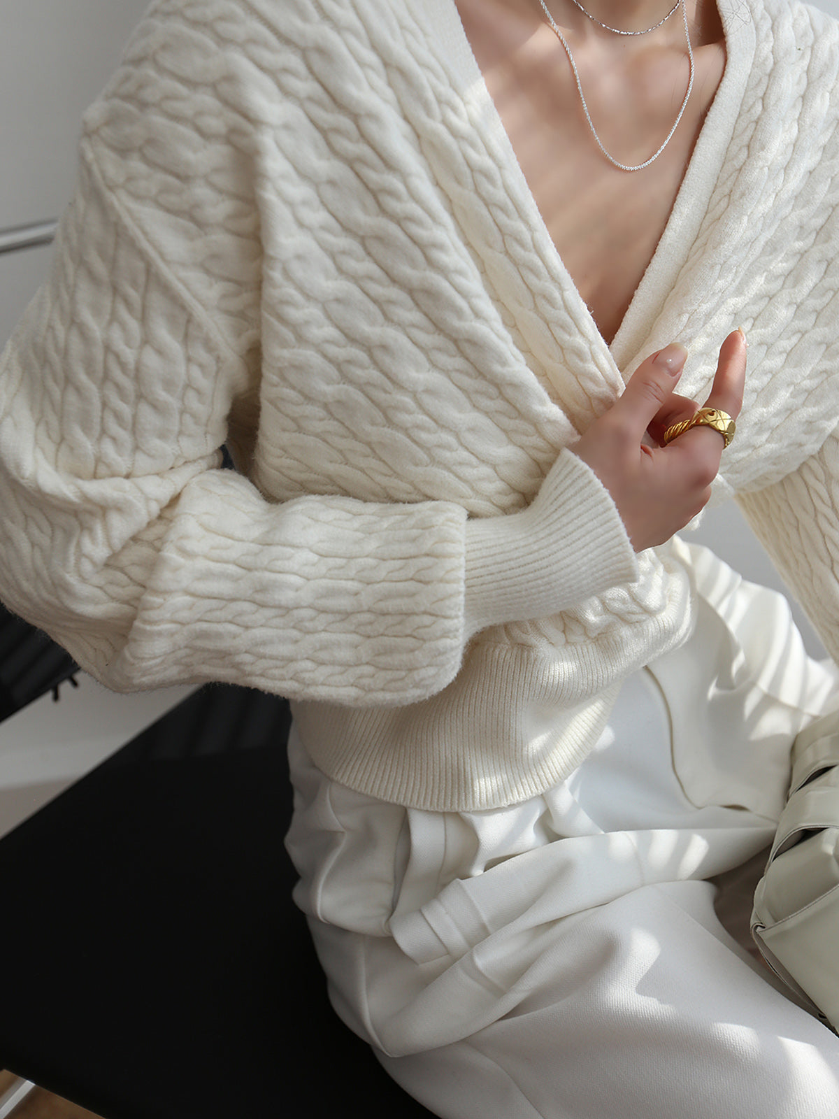 Textured Wrap Pullover