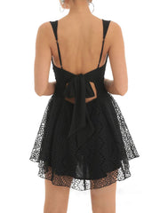 Floral Lace Tie Back Short Dress