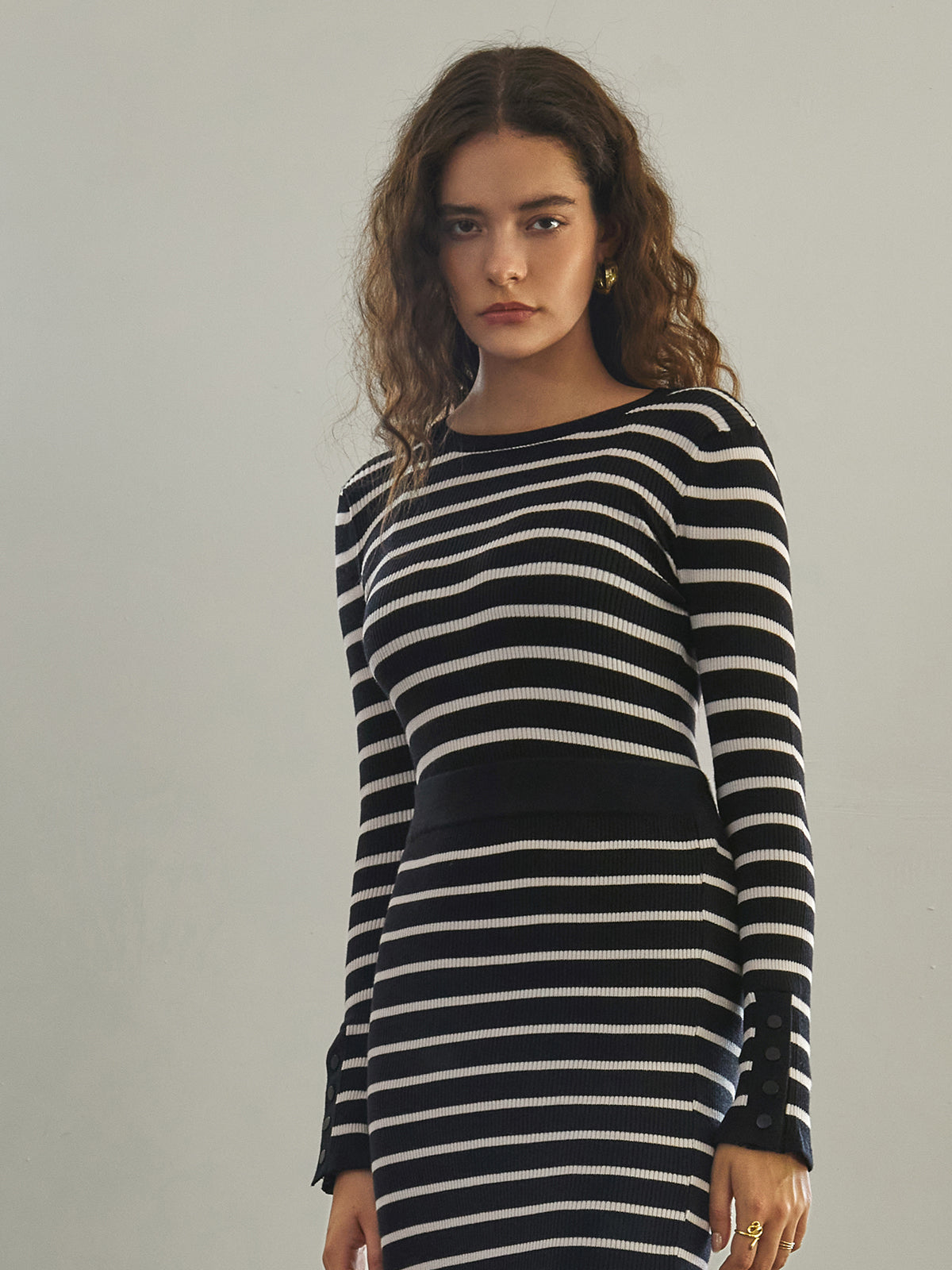 Stripe Long Sleeve Knit Top