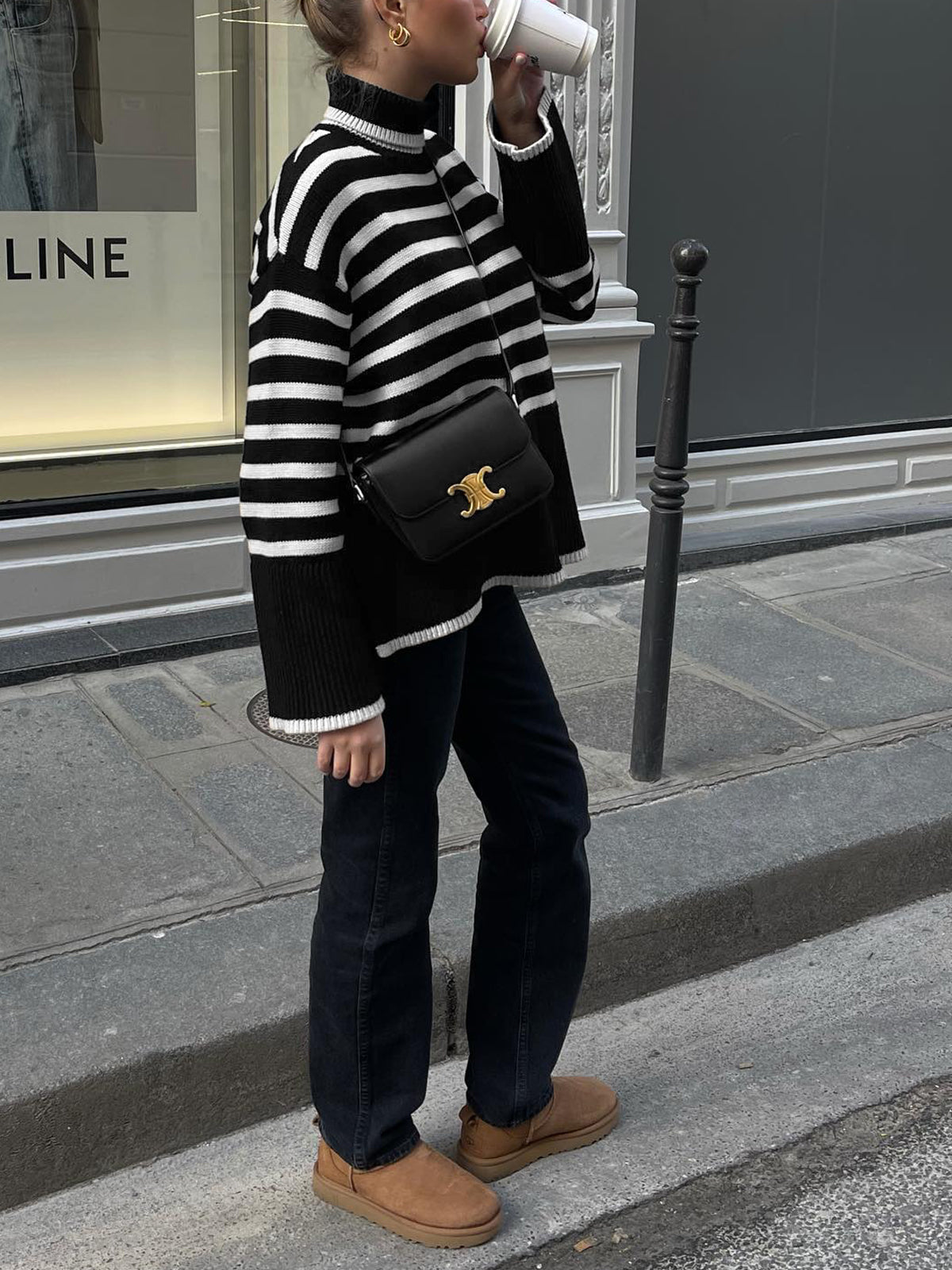 Parisian Stripe Mock Neck Sweater