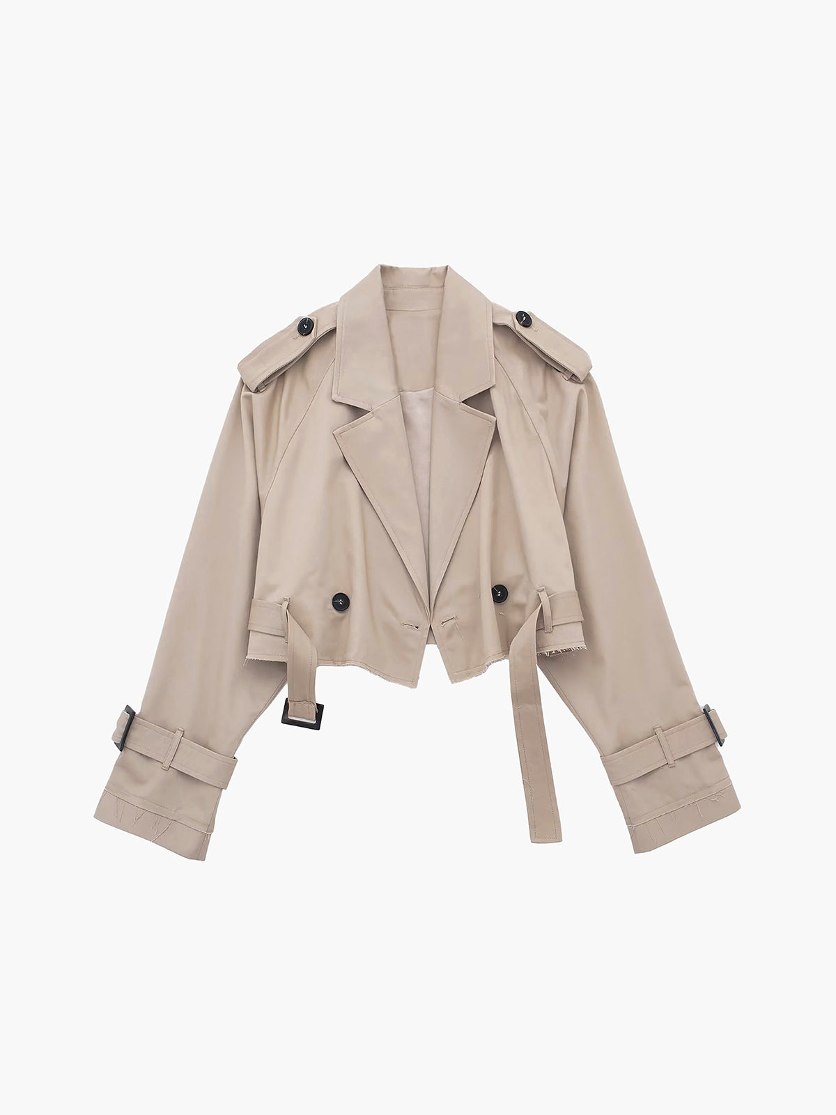 Raw Hem Crop Trench Coat