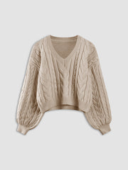 Solid Cable Knit Sweater