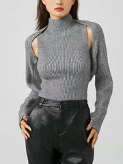 Rib Bolero Two Piece Sweater Set