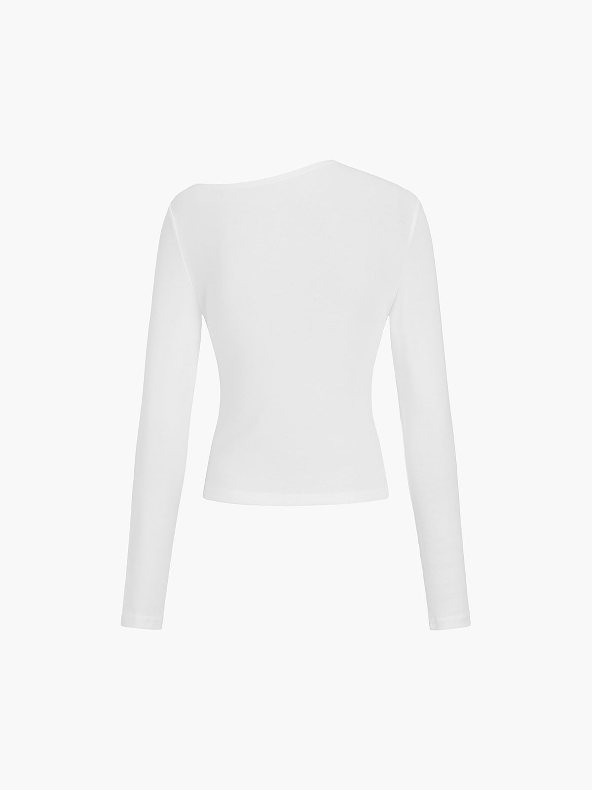 Asymmetric Neckline Ruched Long Sleeve Top