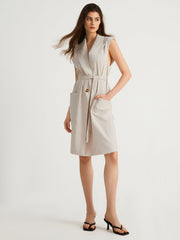 Sleeveless Tied Long Jacket