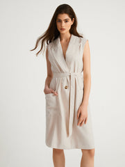 Sleeveless Tied Long Jacket