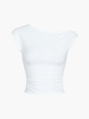 Asymmetric Neck Crop T-Shirt