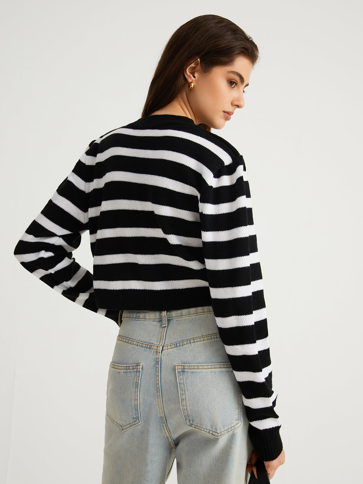 Timeless Stripe Keyhole Crop Sweater