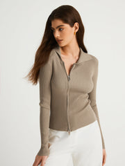 Utility Rib Zippered Cardigan