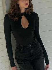 Teardrop Cutout Long Sleeve Bodysuit