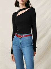 Halter Cutout Long Sleeve Knit Top