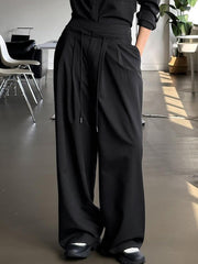 Effortless Drawstring Pleat Wide Leg Pants