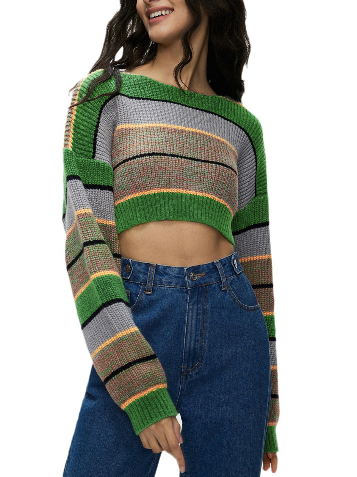 Indie Aesthetics Stripe Crop Sweater