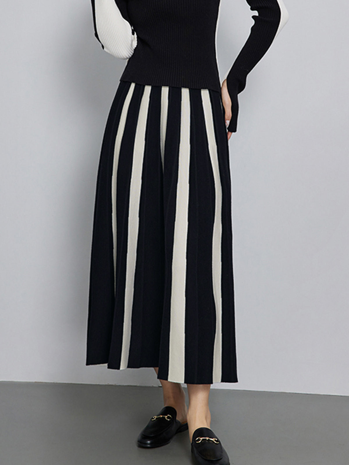 Oreo Stripe Maxi Knit Skirt