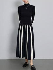 Oreo Stripe Maxi Knit Skirt