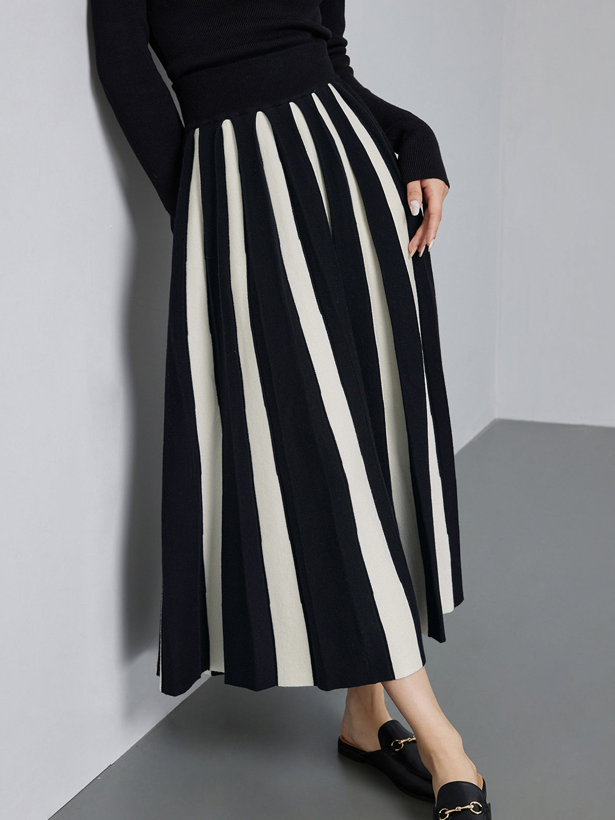 Oreo Stripe Maxi Knit Skirt