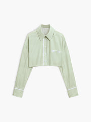 Greeness Pinstripe Crop Shirt