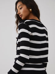 Stripe Knit Two Piece Bolero Midi Dress