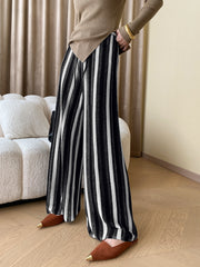 Stripe Knit Wide Leg Pants