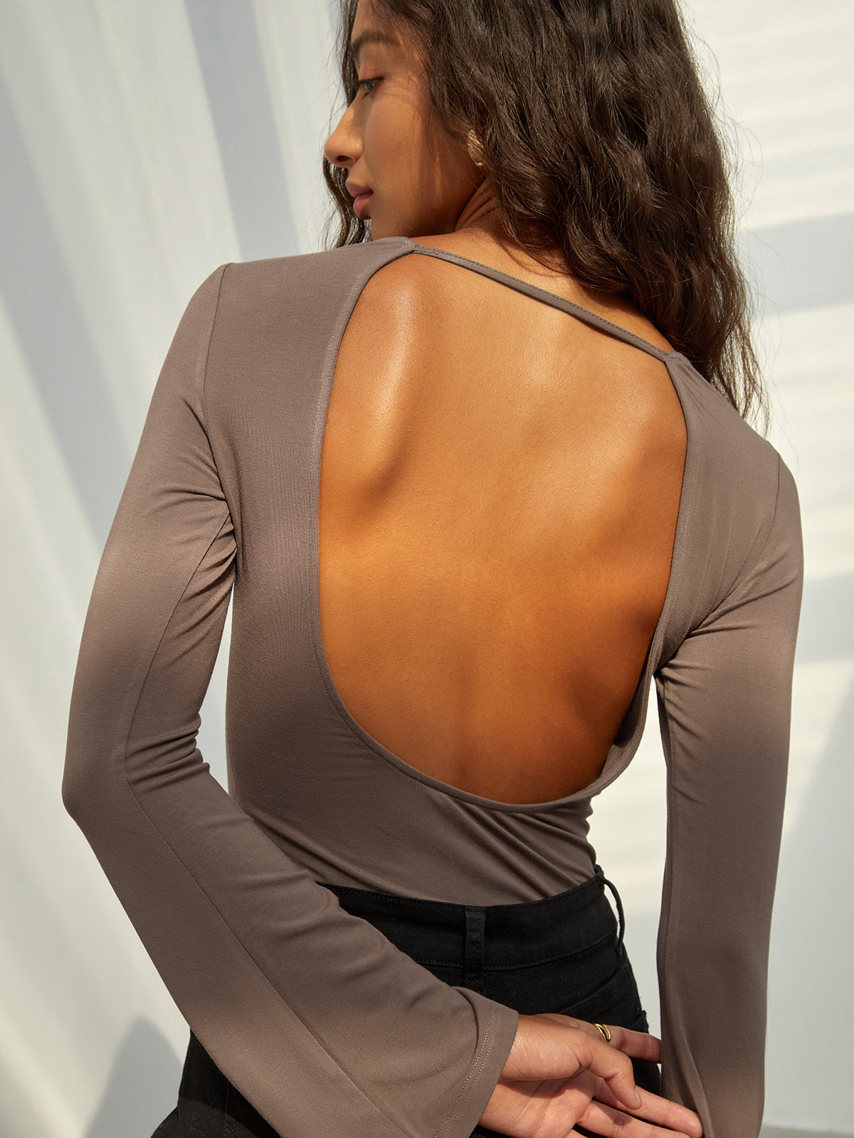 Open Back Long Sleeve Shirt