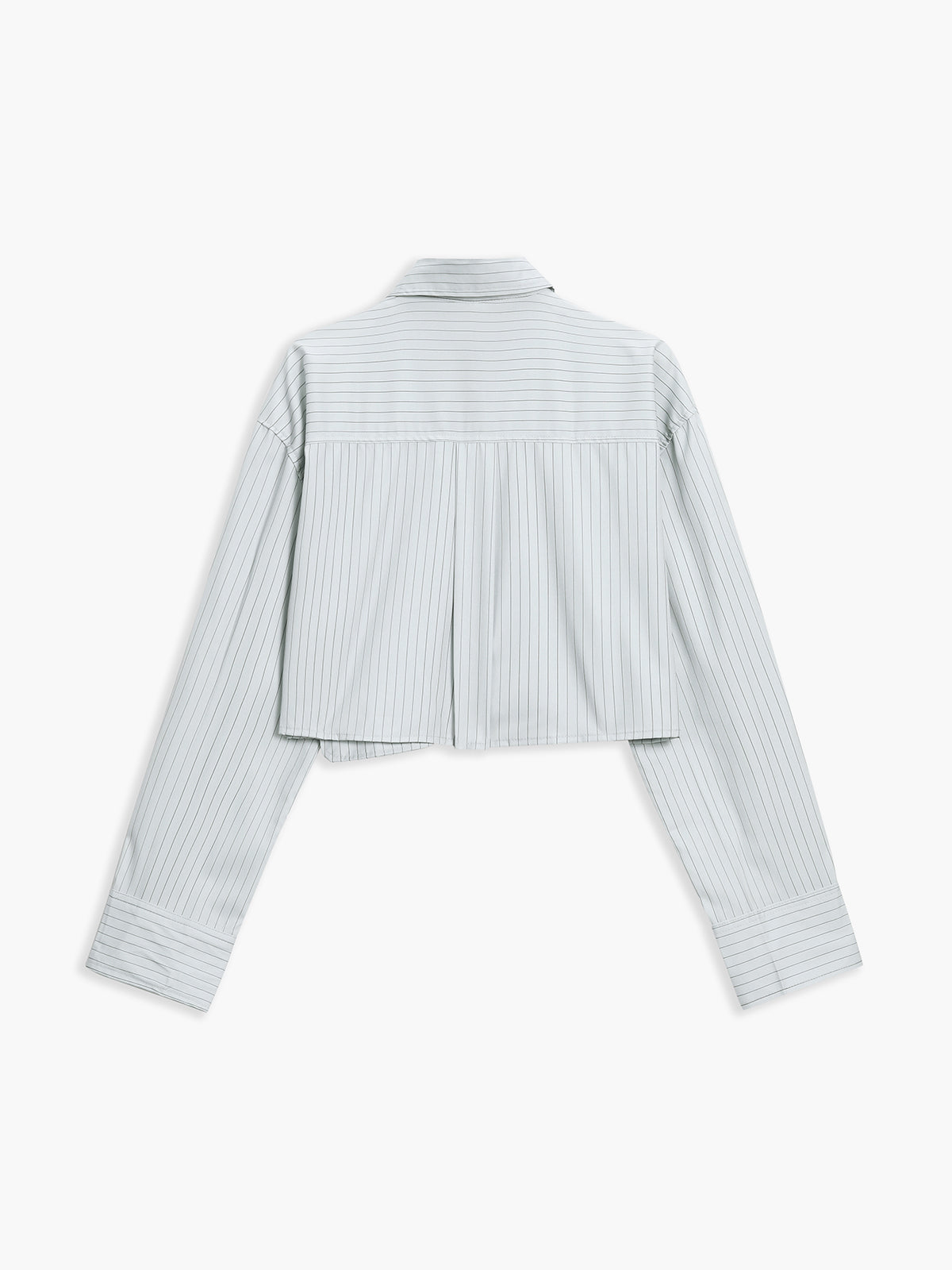 Asymmetric Pocket Pinstripe Crop Shirt