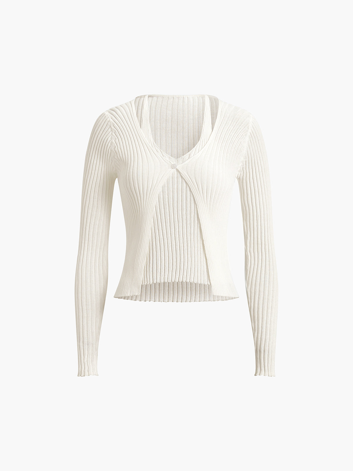 Ribbed Double Layered Knit Top