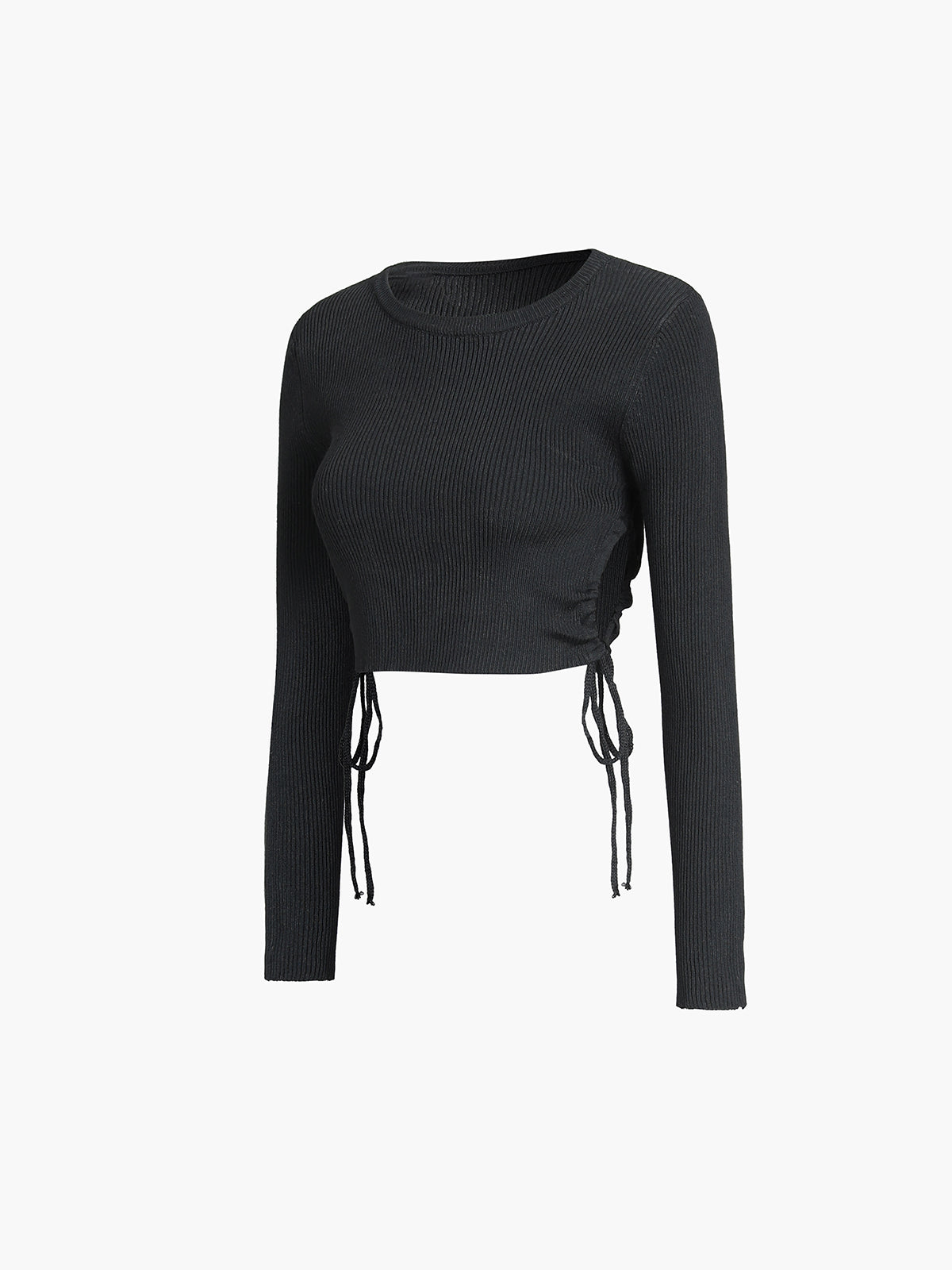 Drawstring Ruched Crop Sweater