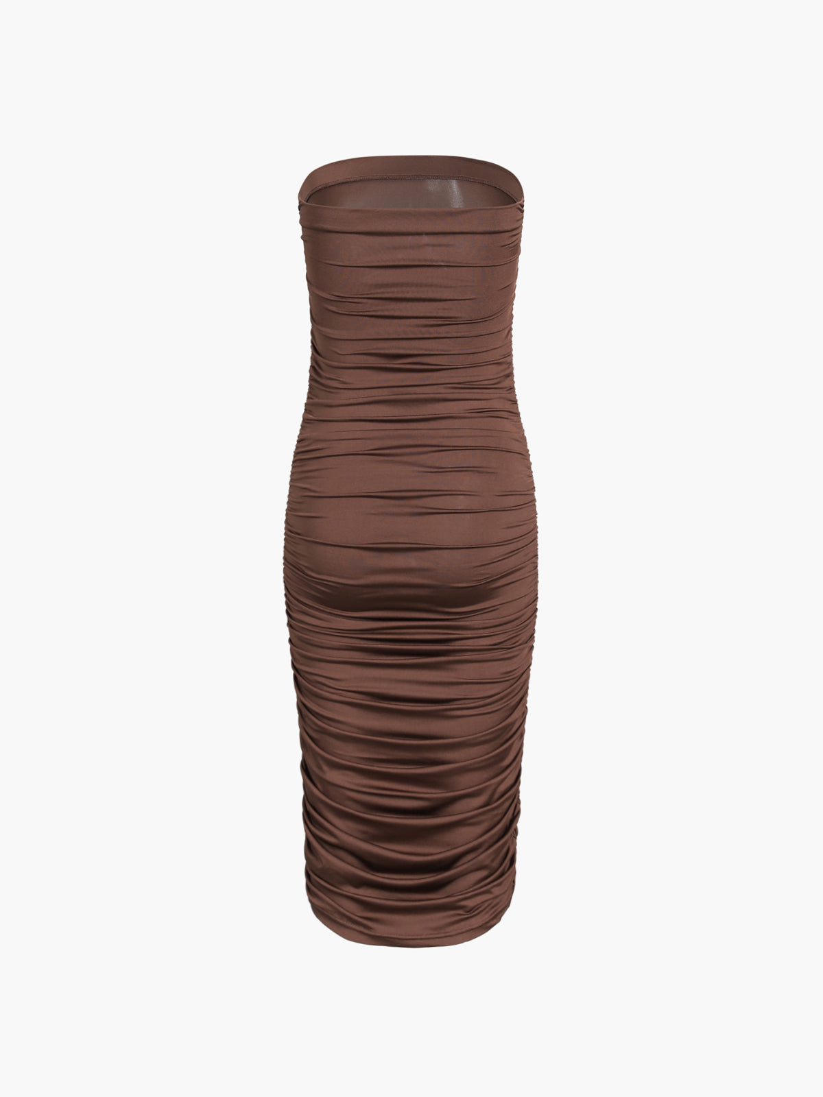 Cocoa Beans Ruched Tube Midi Dress