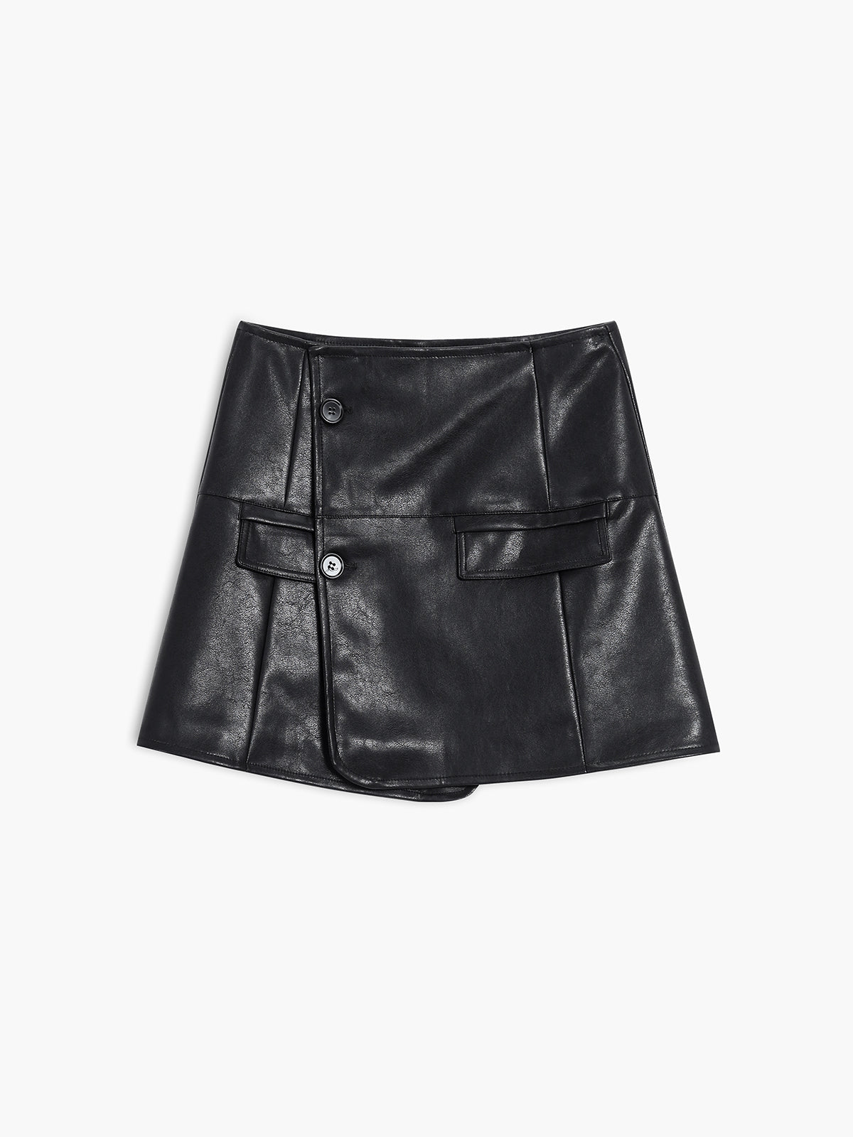 Faux Leather Crop Blazer Two Piece Skirt Set