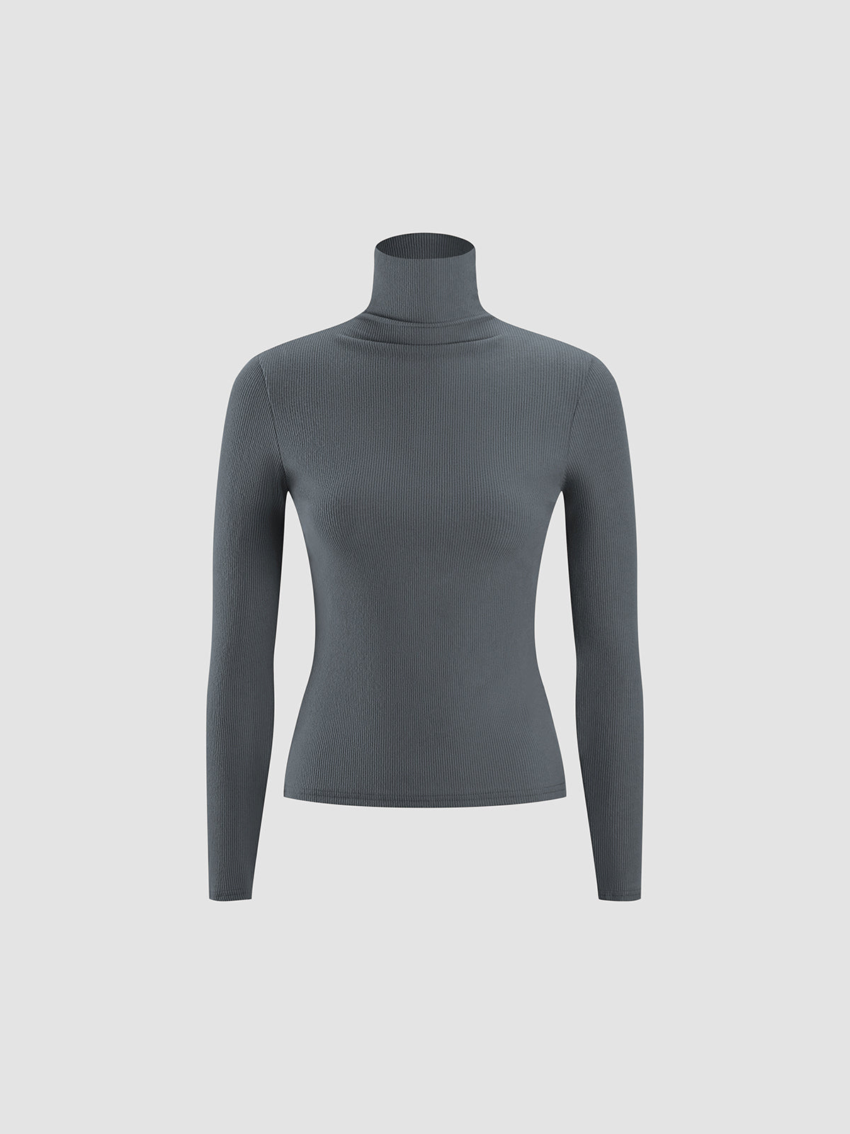 Basic Turtleneck Ribbed Blouse