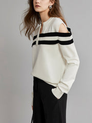 Main Character Stripe Cutout Knit Top