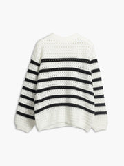 Know Your Worth Eyelet Stripe Sweater