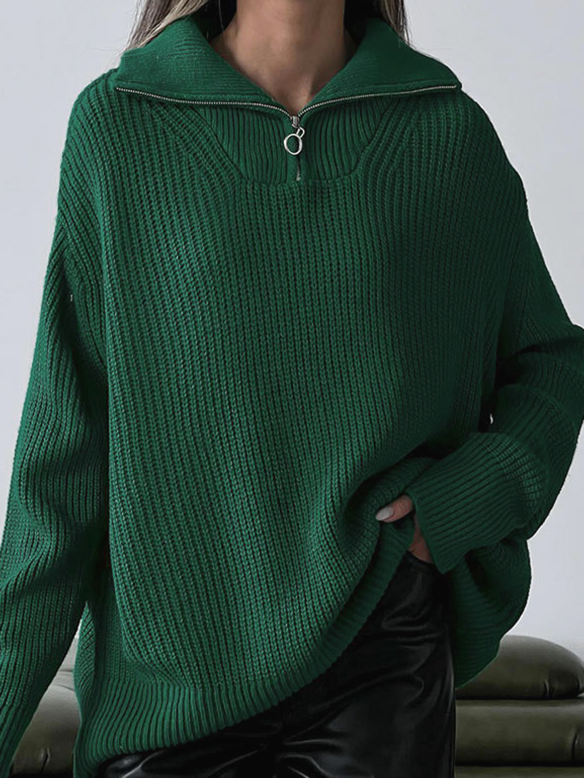 Oversized Utility Zippered Sweater