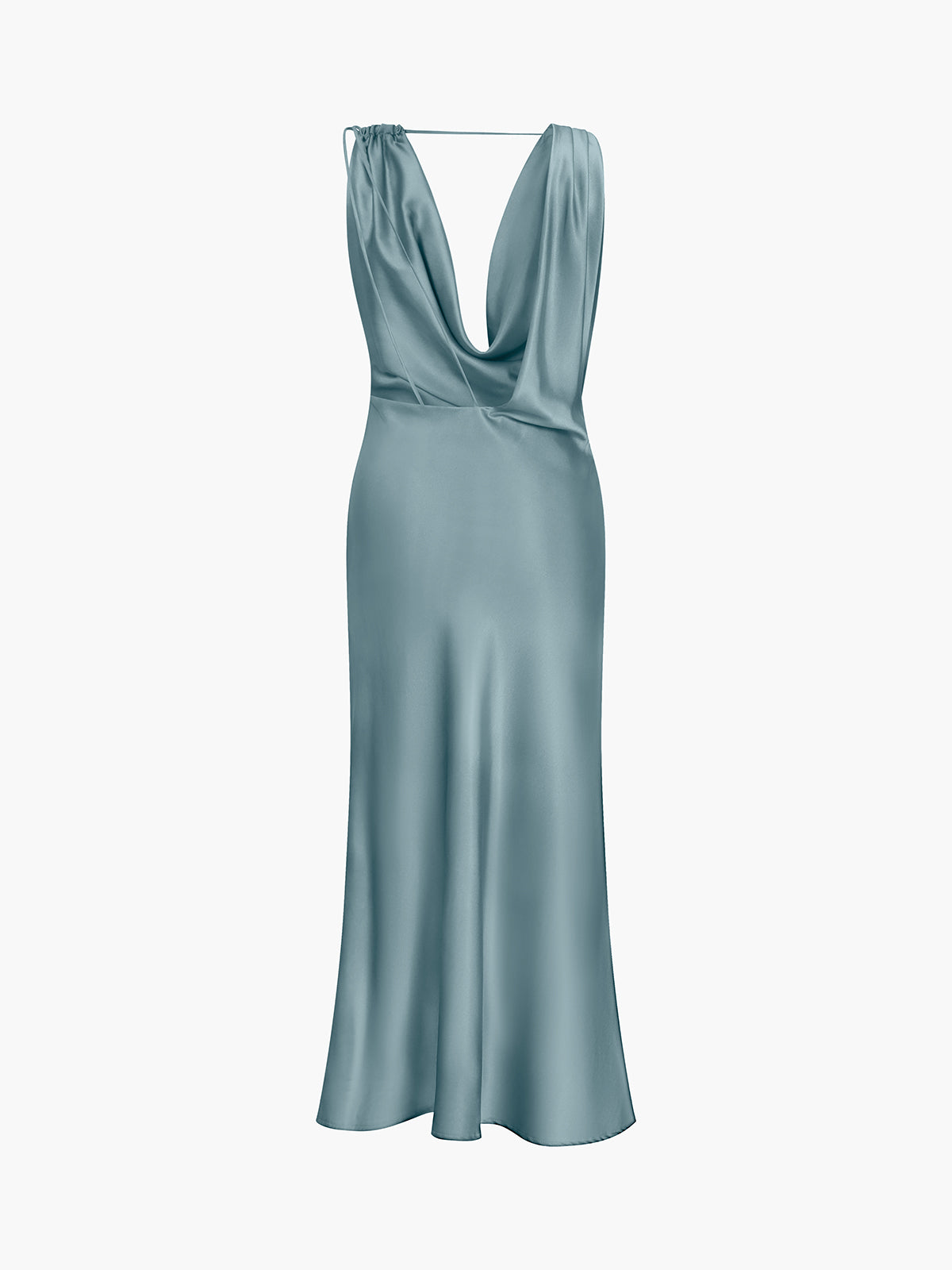 Aperol Spritz Cowl Neck Satin Midi Dress