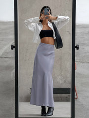 Slow Jams Satin Slit Maxi Skirt