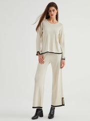 Contrast Trim Two Piece Pants Set