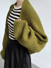 Solid Open-Front Shrug Sweater