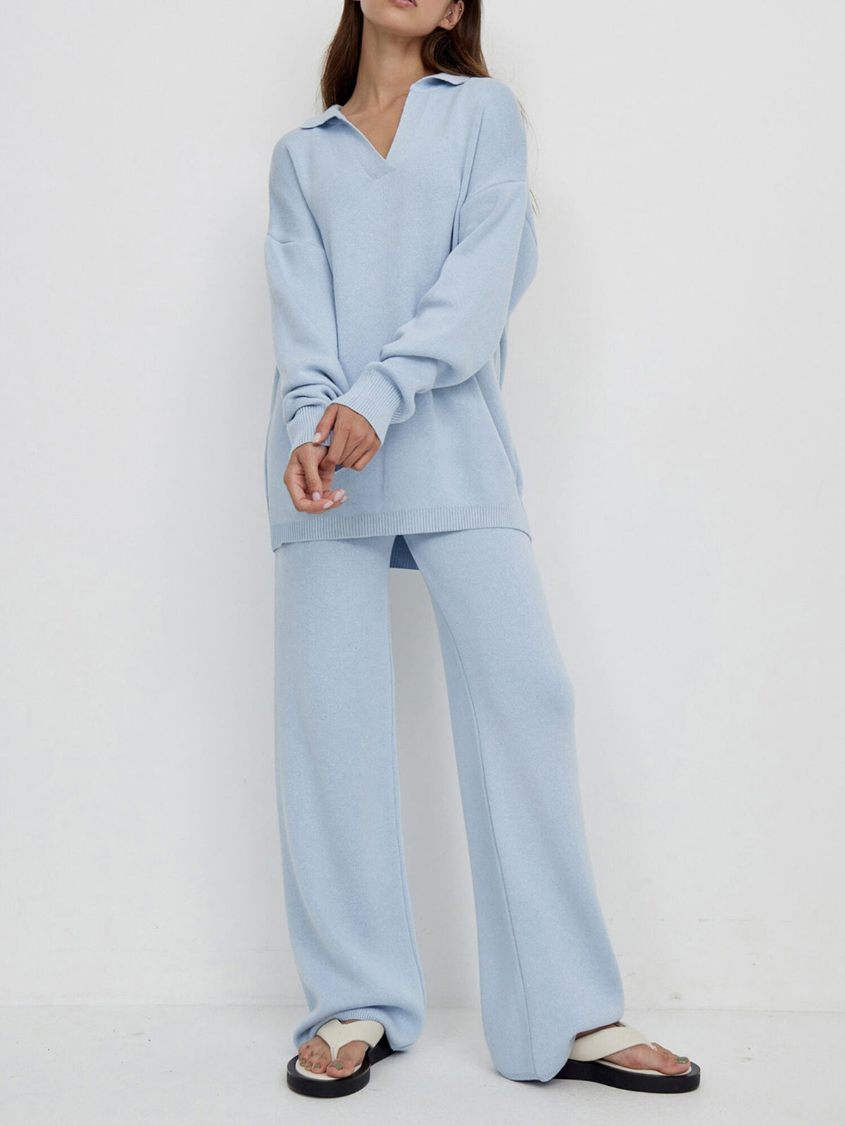 Cloudless Sky Two Piece Knit Pants Set