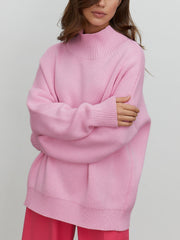 Oversized Barbiecore Mock Neck Sweater