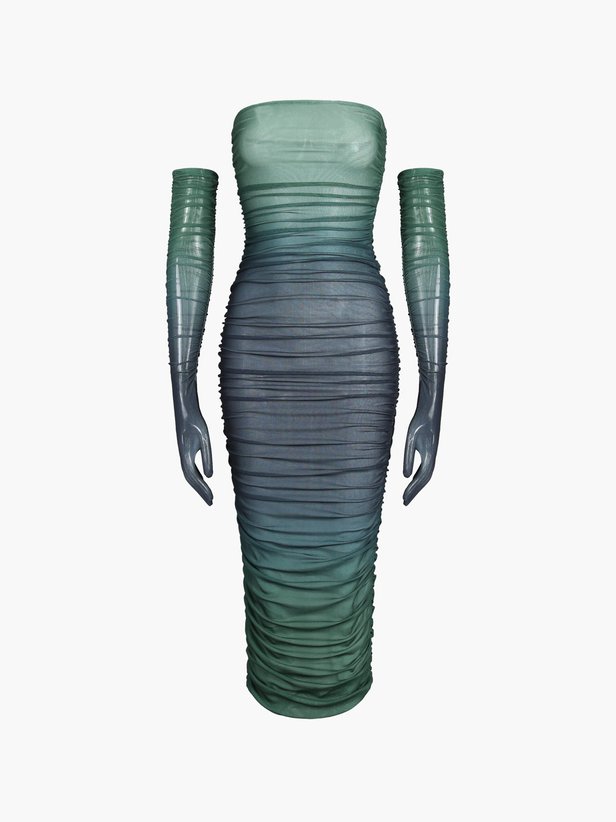 Nature Grandeur Ombre Mesh Tube Midi Dress