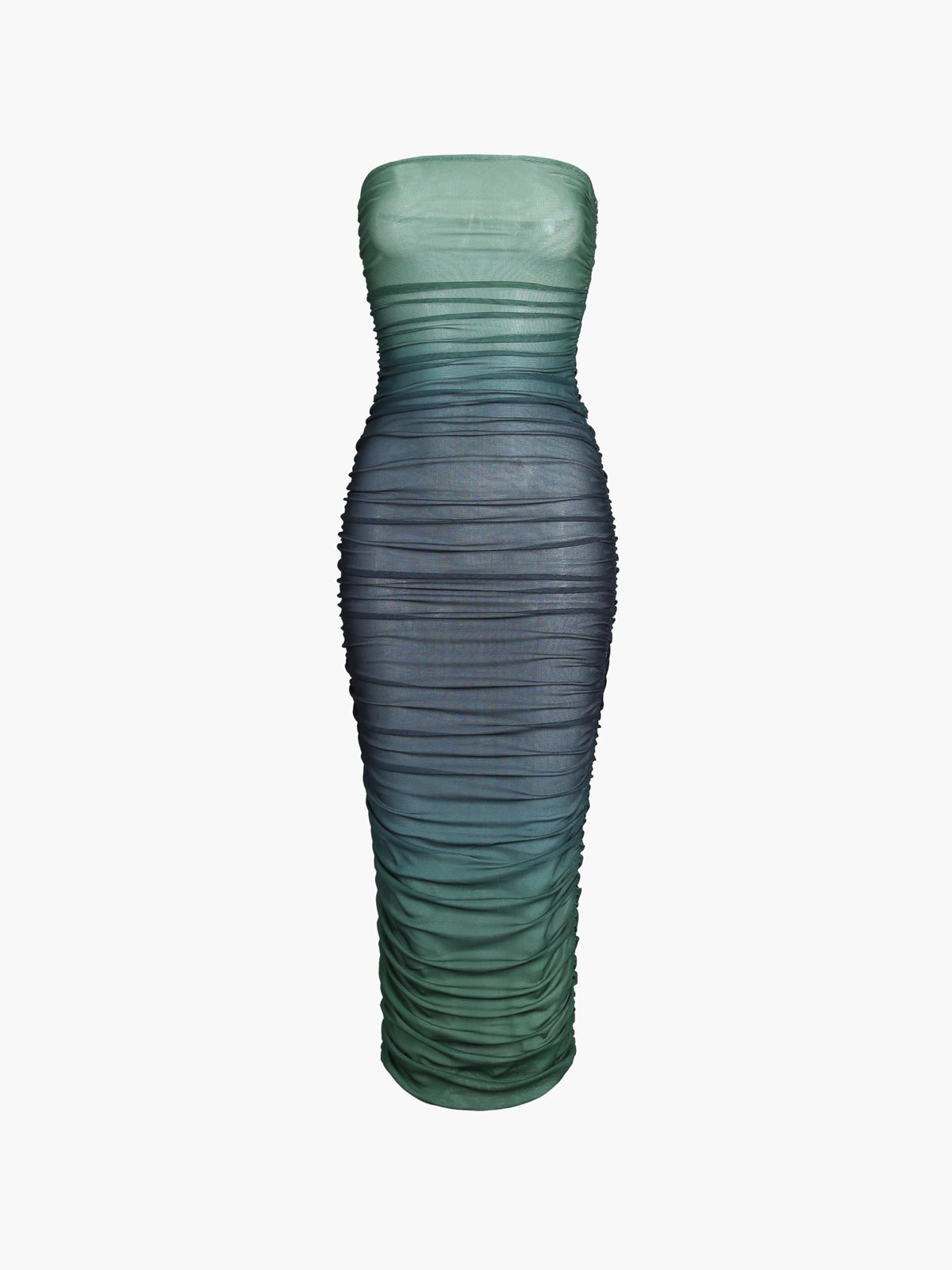 Nature Grandeur Ombre Mesh Tube Midi Dress