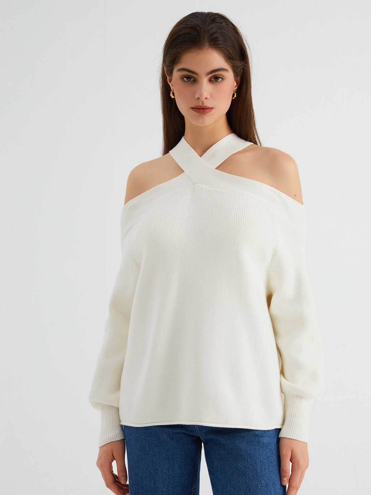 Halter Off Shoulder Oversized Sweater